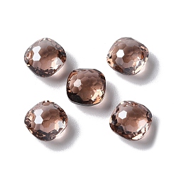 Camel Transparent Glass Rhinestone Cabochons, Faceted, Pointed Back, Square, Camel, 8x8x5mm