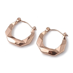 Розовое Золото Ионное покрытие (ip) 304 круглые серьги-кольца из нержавеющей стали для женщин, розовое золото , 20x20x3 мм, штифты : 0.5 мм