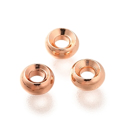 Розовое Золото Латунные бусины, долговечный, без кадмия и без свинца, плоско-круглые, розовое золото , 5x2.5 мм, отверстие : 2 мм