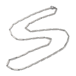 Stainless Steel Color 201 Stainless Steel Bar Link Chain Necklaces for Men Women, Stainless Steel Color, 19.65~20.04 inch(49.9~50.9cm)