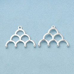 Silver Brass Chandelier Component Links, Cloud, Silver Color Plated, 14.5x18.5x2mm, Hole: 1mm & 0.8mm
