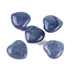 Blue Aventurine Dyed & Heated Natural Blue Aventurine Healing Stones, Heart Love Stones, Pocket Palm Stones for Reiki Ealancing, 30x30x11.5~12.5mm