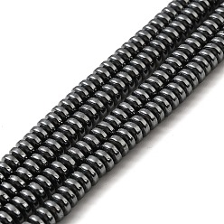 Noir Non-magnétiques perles d'hématite synthétique brins, disque, noir, 4x1.5~2.5mm, Trou: 1mm, Environ 185 pcs/chapelet, 15.4 pouce