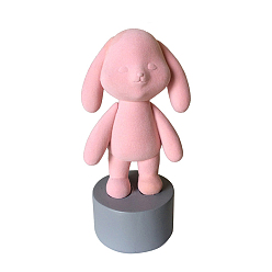Pink Cute Resin Rabbit Figurine Display Decorations, Simulation Animal, for Car Home Office Ornament, Pink, 75x75x195mm