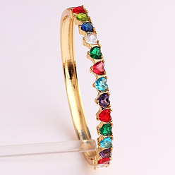 Rainbow zirconia Fashionable Heart-shaped Zircon Copper 18K Gold Plated Bracelet for Women