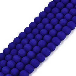 Mittelblau Opaken Glasperlen Stränge, matt, Runde, mittelblau, 4~4.5 mm, Bohrung: 0.8 mm, ca. 97~99 Stk. / Strang, 14.76 Zoll ~ 14.96 Zoll (37.5~38 cm)