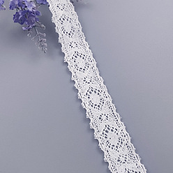 White Flat Cotton Lace Ribbon, for DIY Jewelry Making, Birthday Wedding Party Decoration, White, 1-1/4 inch(32mm)