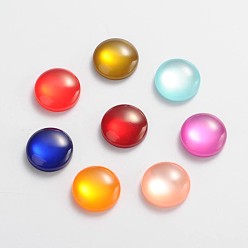 Mixed Color Resin Cabochons, Imitation Cat Eye, Half Round, Mixed Color, 12x4mm