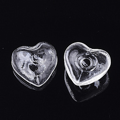 Clear Handmade Blown Glass Bottles, for Glass Vial Pendants Making, Heart, Clear, 21x22~22.5x12mm, Half Hole: 4~4.5mm