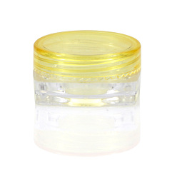Champagne Yellow Transparent Plastic Empty Portable Facial Cream Jar, Tiny Makeup Sample Containers, with Screw Lid, Square, Champagne Yellow & Clear, 3x1.5cm, Capacity: 3g