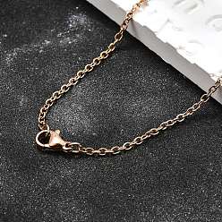 Розовое Золото 304 из нержавеющей стали кабель цепи ожерелье решений, с карабин-лобстерами , вакуумное покрытие pvd, розовое золото , 17.7 дюйм (45 см), 2 мм