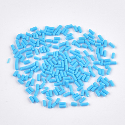 Deep Sky Blue Handmade Polymer Clay Sprinkle Beads, Fake Food Craft, No Hole, Column, Deep Sky Blue, 2~6x1.5mm