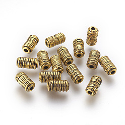 Antique Golden Tibetan Style Alloy Beads, Antique Golden Color, Lead Free & Nickel Free & Cadmium Free, Size: about 6mm wide, 11mm long, hole: 2.5mm