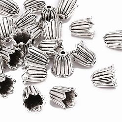 Античное Серебро Кадмия бесплатно и свинец старинное серебро тибетский стиль Цветочная бисера Caps, 10x10 мм, отверстие : 1 мм