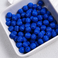 Medium Blue Opaque Acrylic Beads, Corrugated Round, Medium Blue, 9.5mm, Hole: 2mm