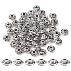 Antique Silver Tibetan Style Alloy Spacer Beads, Rondelle, Antique Silver, 6x3mm, Hole: 2mm