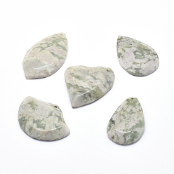 Peace Jade Natural Peace Jade Pendants, Faceted, Mixed Shapes, 37~52x30~52x6~7mm, Hole: 1.6mm