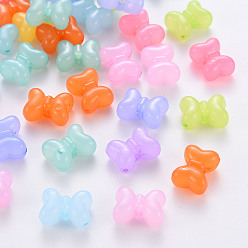 Mixed Color Transparent Acrylic Beads, Dyed, Bowknot, Mixed Color, 11x15x7mm, Hole: 2mm, about 468pcs/500g