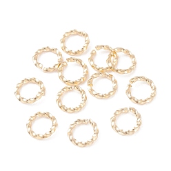 Real 24K Gold Plated 304 Stainless Steel Jump Rings, Open Jump Rings, Twisted, Real 24k Gold Plated, 8x1.2mm, Inner Diameter: 5.5~6mm