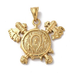 Golden Vacuum Plating Viking 304 Stainless Steel Pendants, Shield with Double Axe Charms, Golden, 34.5x41.5x5.5mm, Hole: 9x5mm