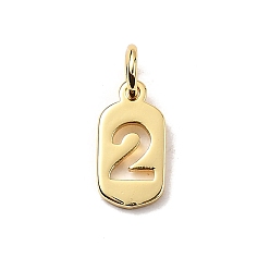 Настоящее золото 18K Латунные подвески, числовые прелести, с целью перехода в кольце, стойки покрытие, долговечный, без свинца и без кадмия, реальный 18 k позолоченный, 12x6x1 мм, отверстие : 3.5 мм