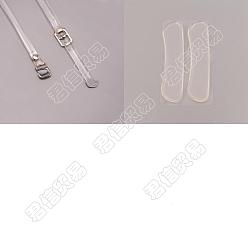Clear Nbeads 4 Pairs 2 Style Transparent TPU Shoelace & Silicone Stickers, with Platinum Alloy Finding, Anti-Loose Shoelace Shoe Laces, Clear, 105~615x12~57.5x2.5~5.5mm, 2 Pairs/style