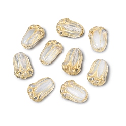 Белый Стеклянные бусины, тюльпан, золотой металл обвитыми, белые, 11.5x8x5~5.5 мм, отверстие : 1 мм