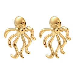 Золотой 304 серьги нержавеющей стали, осьминог, золотые, 34x31 мм