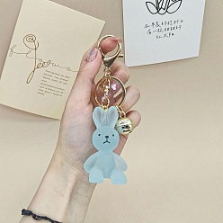 Sky Blue Luminous Resin Rabbit Pendant Keychains, Glow in the Dark, for Car Bag Keychain Mobile Phone Ornament, Sky Blue, 13x3.8cm