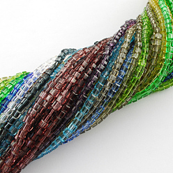 Mixed Color Glass Bead Strands, Faceted, Cube, Mixed Color, 3~4x3~4x3~4mm, Hole: 0.5mm, about 100pcs/strand, 13.5 inch