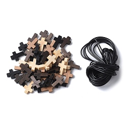 (52) Непрозрачная лаванда 50шт 5 стили деревянные подвески, крестик, разноцветные, 21~100x14~15x4~5 мм, отверстие : 1.8~2 мм