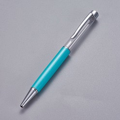 Turquoise Creative Empty Tube Ballpoint Pens, with Black Ink Pen Refill Inside, for DIY Glitter Epoxy Resin Crystal Ballpoint Pen Herbarium Pen Making, Silver, Turquoise, 140x10mm