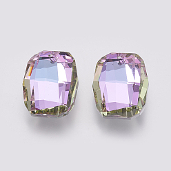 Violet K9 Glass Rhinestone Pendants, Imitation Austrian Crystal, Faceted, Rectangle, Violet, 26~26.5x19.5~20x8.5~9mm, Hole: 1.6mm