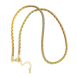 Разноцветный Изготовление ожерелий из плетеного поликоттонового шнура, с латунными выводами и 303 застежками из лобстера из нержавеющей стали, реальный 18 k позолоченный, красочный, 18.11~18.19 дюйм (46~46.2 см)