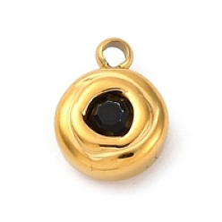 Черный 304 из нержавеющей стали горный хрусталь подвески, круглые, реальный 14 k позолоченный, ионное покрытие (ip), чёрные, 9.5x7x3.5 мм, отверстие : 1.5 мм