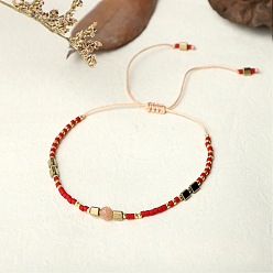 BR0413 Bohemian Style Handmade Braided Friendship Bracelet with Semi-Precious Beads for Women