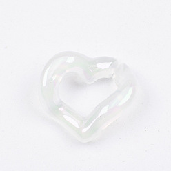 White Acrylic plastic 21*19mm jelly AB magic colorful Mabei peach heart chain buckle DIY jewelry accessories