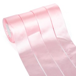 Pearl Pink Single Face Solid Color Satin Ribbon, for Gift Packaging, Party Decoration, Pearl Pink, 1-1/2 inch(38~40mm), about 25yards/roll(22.86m/roll), 5rolls/group, 125yards(114.3m/group)