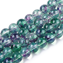 Medium Sea Green Baking Painted Glass Beads Strands, Imitation Opalite, Round, Medium Sea Green, 8mm, Hole: 1.3~1.6mm, about 100pcs/strand, 31.4 inch