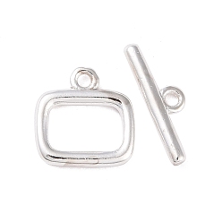 Посеребрённый Застежки-кнопки из экологически чистой латуни, без кадмия и без свинца, долговечный, квадратный, 925 серебро покрытием, площади: 10.5x10x1.5 mm, бар: 4x15x1.5 mm, отверстие : 1.2 мм