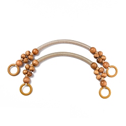 Sandy Brown Wood Beads Bag Handles, for Bag Handles Replacement Accessories, Sandy Brown, 485x14mm, Hole: 27mm