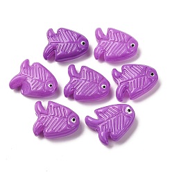 Темно-Фиолетовый Прозрачные стеклянные эмалевые бусины, рыба, темно-фиолетовый, 21.5x18x7 мм, отверстие : 1.5 мм
