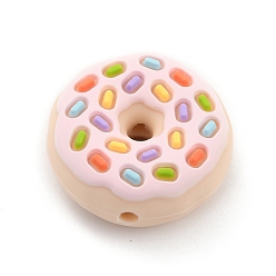 Colorful Food Grade Eco-Friendly Silicone Focal Beads, Chewing Beads For Teethers, DIY Nursing Necklaces Making, Donut, Colorful, 22x9mm, Hole: 2.2mm