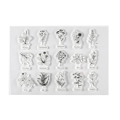 Other Plants Silicone Stamps, for DIY Scrapbooking, Photo Album Decorative, Cards Making, Stamp Sheets, Plants Pattern, 11.3x14.6x0.3cm