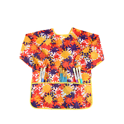 Оранжевый Цветочный узор дети арт халат фартук, водонепроницаемый нагрудник с длинными рукавами, для рисования или еды, оранжевые, 53 см