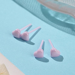 Pink Hypoallergenic Bioceramics Zirconia Ceramic Heart Stud Earrings, No Fading and Nickel Free, Pink, 5x5.5mm