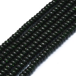 Goldstone Vert Synthétiques verts Goldstone brins de perles, disque, 4x1.5~2mm, Trou: 0.5mm, Environ 96 pcs/chapelet, 15.55'' (39.5 cm)