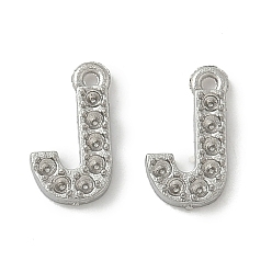 Letter J 304 Настройки горный хрусталь из нержавеющей стали кулон, цвет нержавеющей стали, буква J, пригодный для стразов 1 мм, 8x4.5x1 мм, отверстие : 0.7 мм