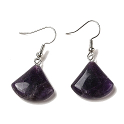 Аметист Серьги с подвесками из натурального аметиста, платиновые латунные серьги, 39x20 мм