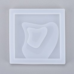 Белый Силиконовые формы для подставок для террас, формы для литья смолы, для уф-смолы, изготовление изделий из эпоксидной смолы, квадрат с островным узором, белые, 95x95x10 мм, внутренний диаметр: 89x89 мм